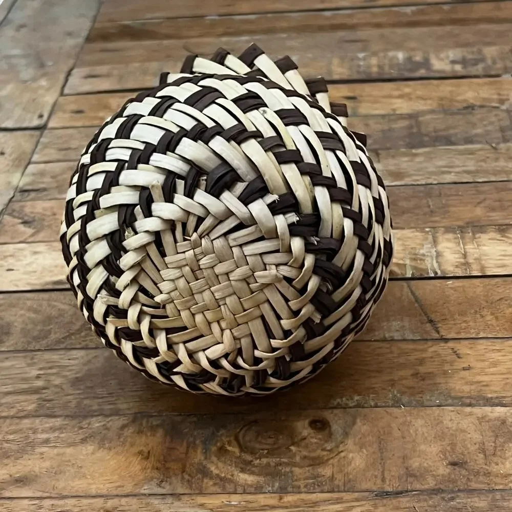 Vintage Tarahumara Basket Handmade In Mexico Double Weave 5